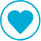 Icon of a blue heart with a circle around it.